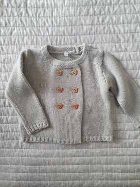 Rock a Bye Baby Boutique Grey Double-Breasted Knit Cardigan 3-6M